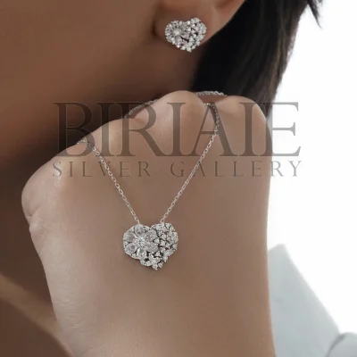 نیم ست نقره قلب مادر