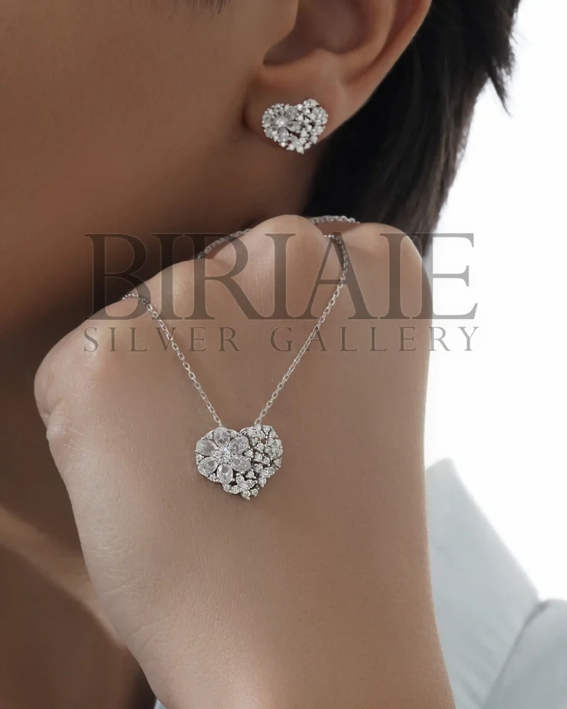 نیم ست نقره قلب مادر