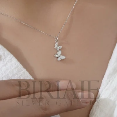 گردنبند پروانه صدفی کادو زنانه