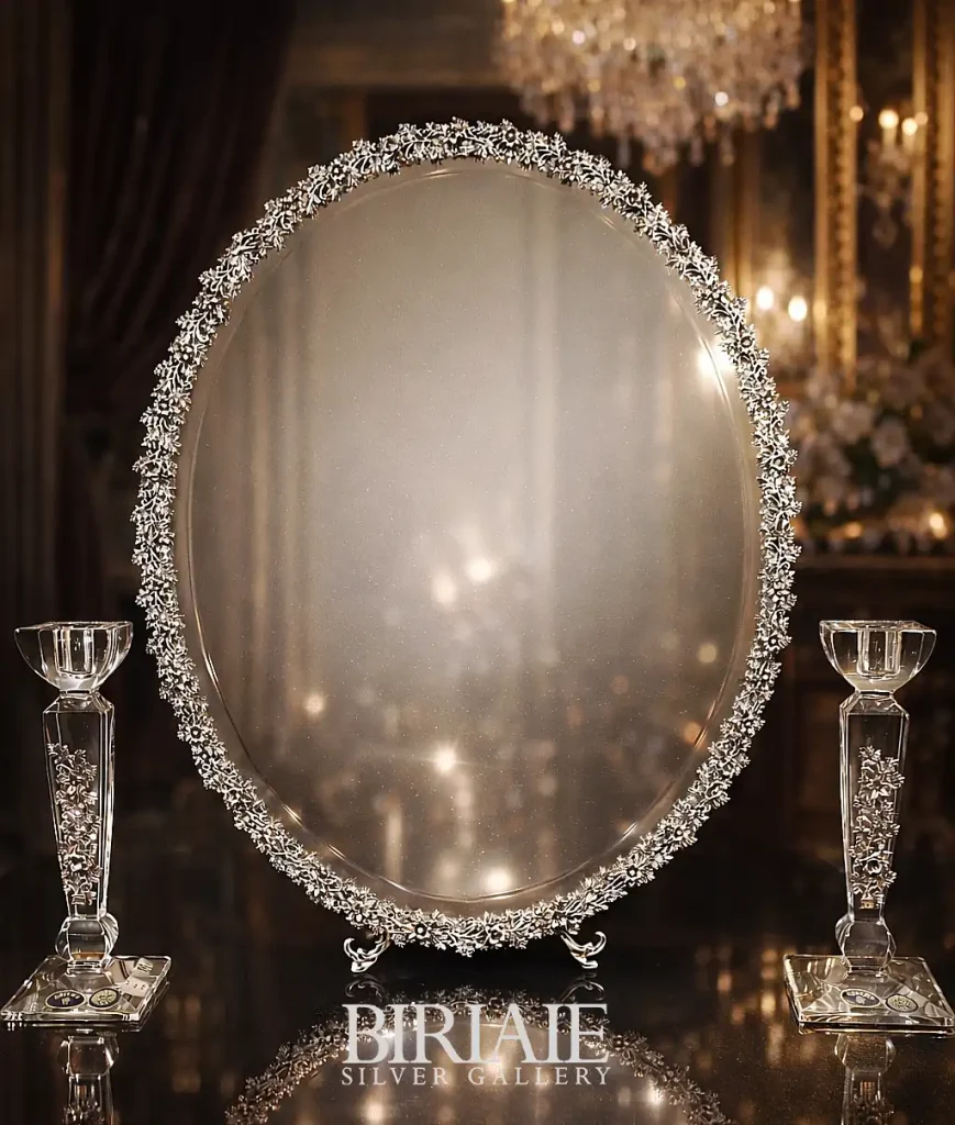 آینه نقره شمعدان نقره